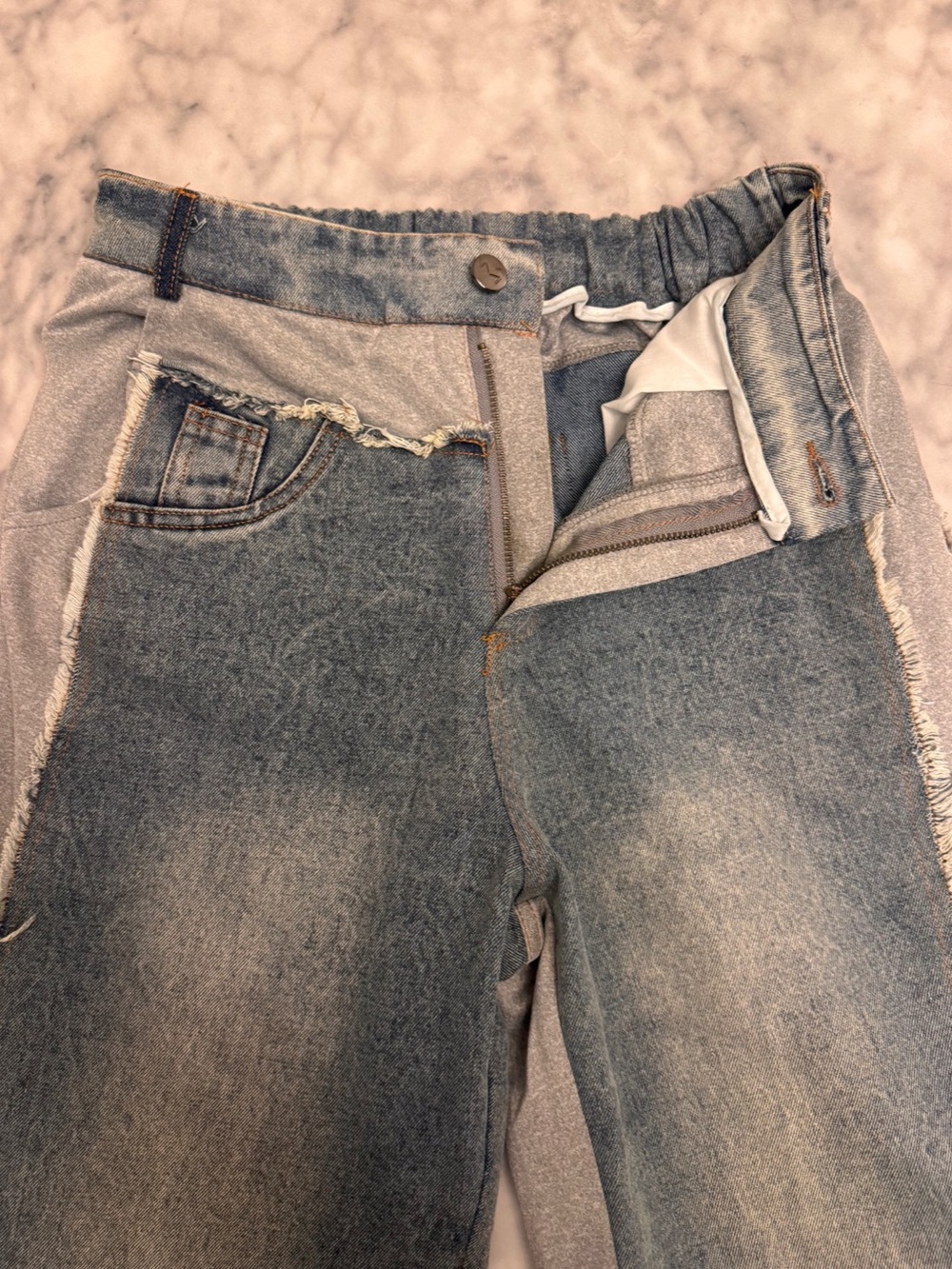 Hot & Delicious Wide Leg Jeans Gray Side Panel Detail